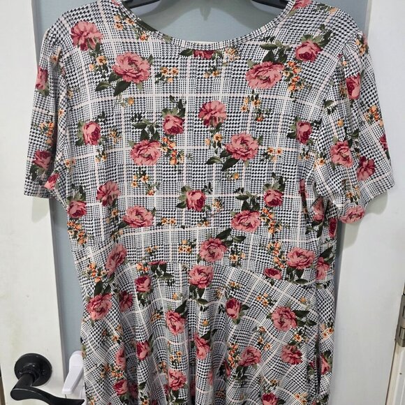 Paisley Raye Floral Houndstooth Stretch Dress 0X | Pockets Buttery Soft - Picture 14 of 15
